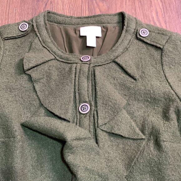 Chico’s green wool blend ruffle jacket / sweater‎ / earthy cottagecore - Picture 5 of 8